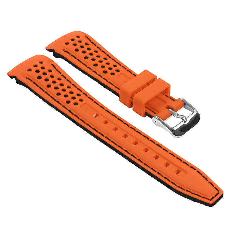 Perforated Rubber Strap in Orange and Black