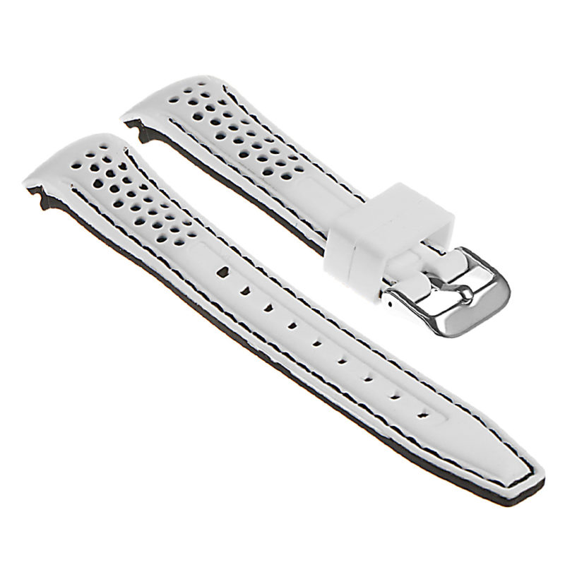 Perforated Rubber Strap in White and Black