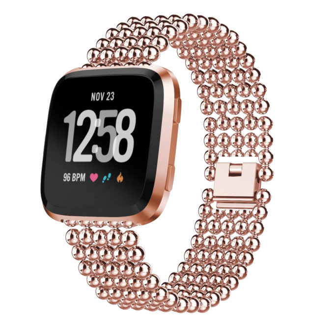 Fb.m53.rg Front Stainless Steel Band Fit Fitbit Versa In Rose Gold
