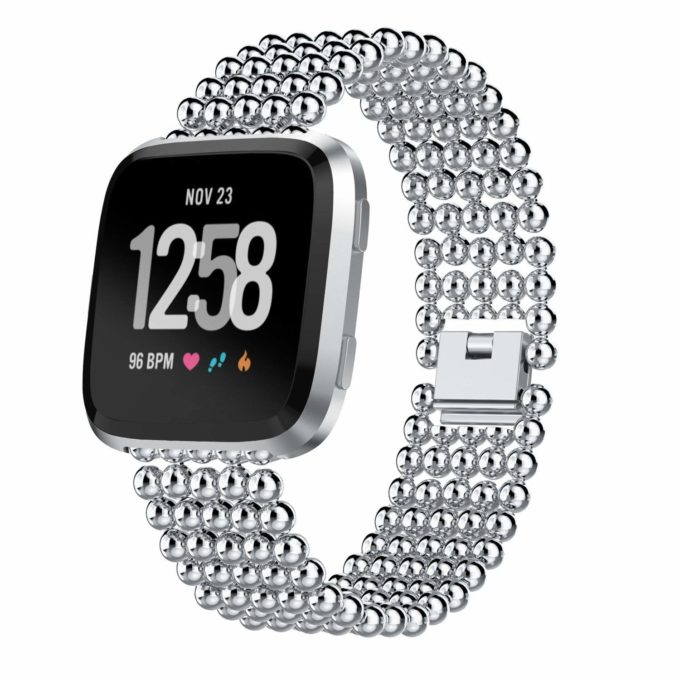 Fb.m53.ss Front Stainless Steel Band Fit Fitbit Versa In Silver