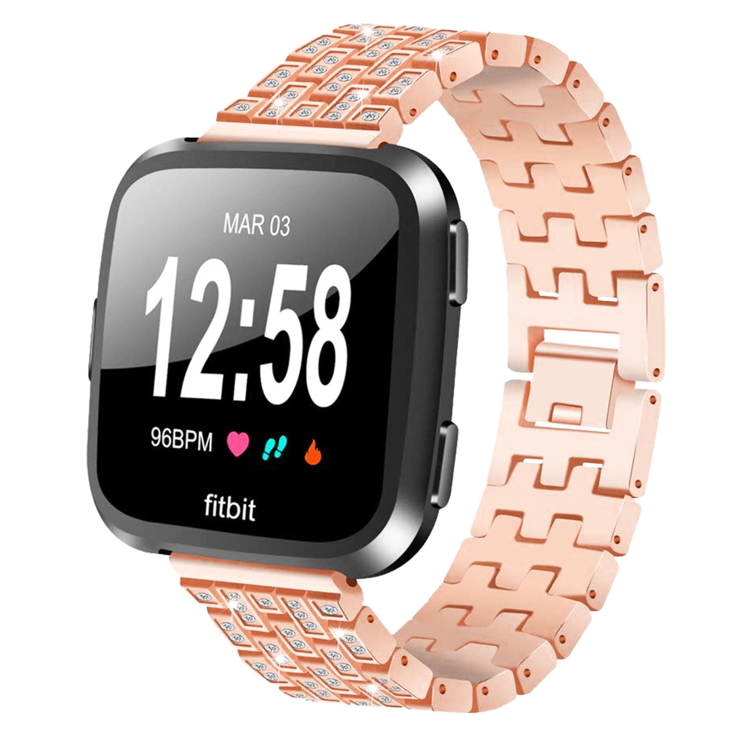 Stainless Steel Rhinestone Band for Fitbit Versa | StrapsCo