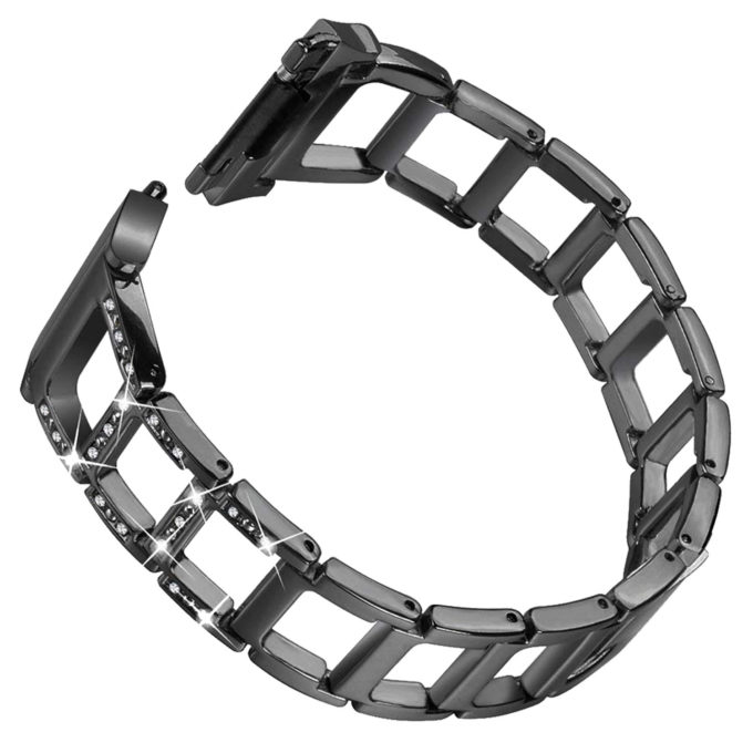 Fb.m64.mb Back Stainless Steel Bangle Bracelet Rhinestone For Fitbit Ionic In Matte Black