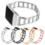 Fb.m64.ss Gallery Stainless Steel Bangle Bracelet Rhinestone For Fitbit Ionic In Silver