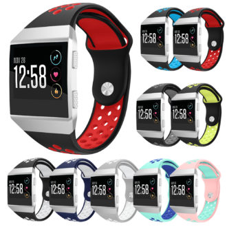 Fb.r28.1.6 Gallery Silicone Rubber Vented Sport Fits Fitbit Ionic In Black And Red