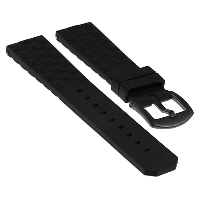 Pu16.1.mb Angled Silicone Rubber Strap With Matte Black Buckle In Black