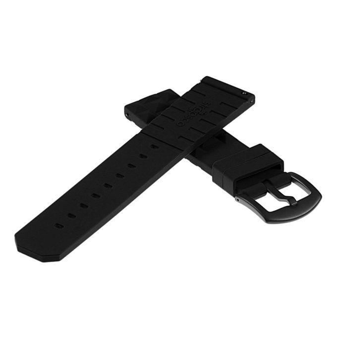 Pu16.1.mb Back Silicone Rubber Strap With Matte Black Buckle In Black