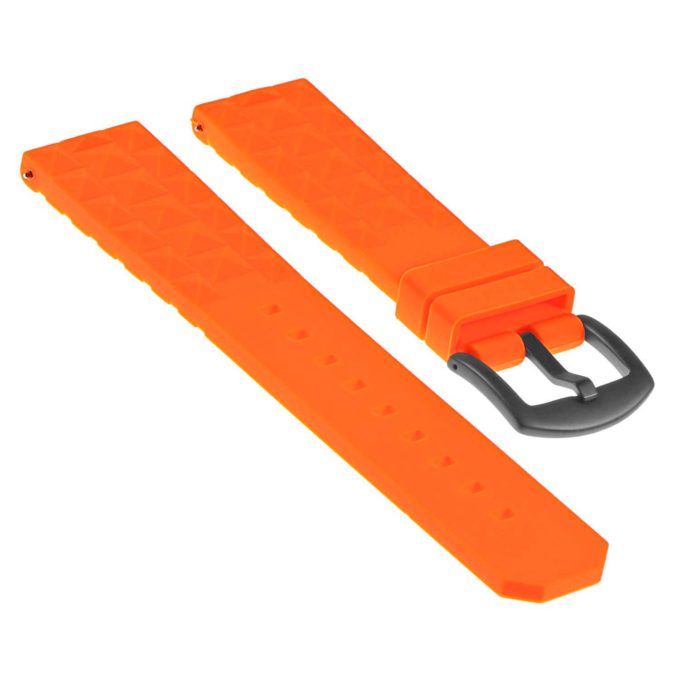Pu16.12.mb Angled Silicone Rubber Strap With Matte Black Buckle In Orange