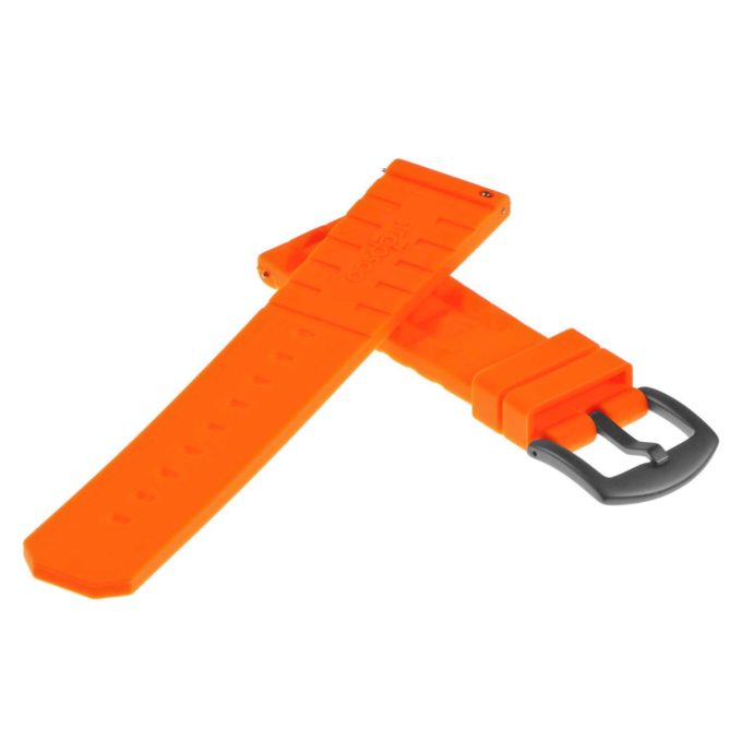 Pu16.12.mb Back Silicone Rubber Strap With Matte Black Buckle In Orange
