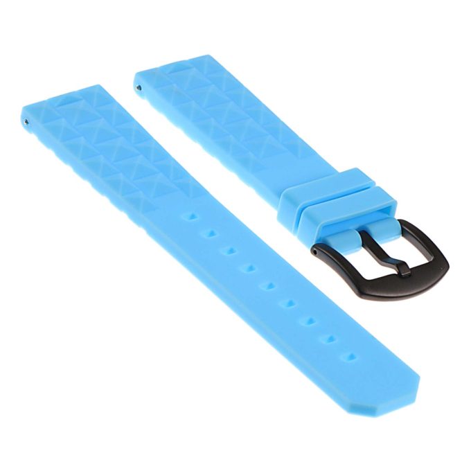 Pu16.5a.mb Angled Silicone Rubber Strap With Matte Black Buckle In Blue