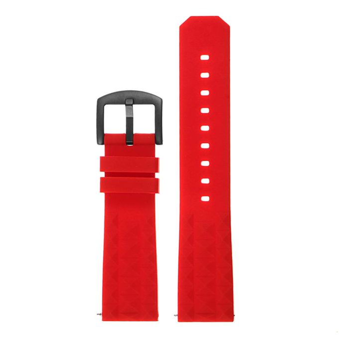 Pu16.6.mb Upright Silicone Rubber Strap With Matte Black Buckle In Red