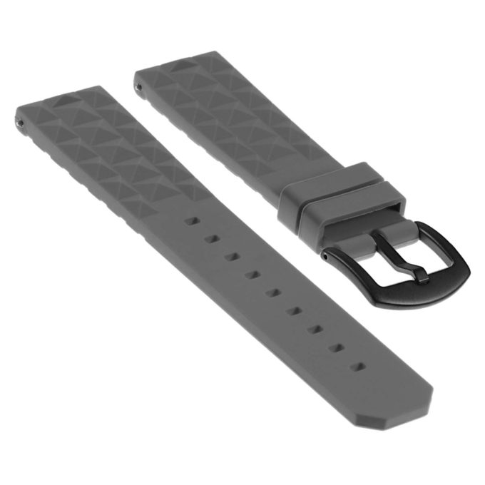 Pu16.7.mb Angled Silicone Rubber Strap With Matte Black Buckle In Grey