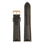 St22.1.1.rg Up Black Perforated Rally Strap With Rose Gold Buckle