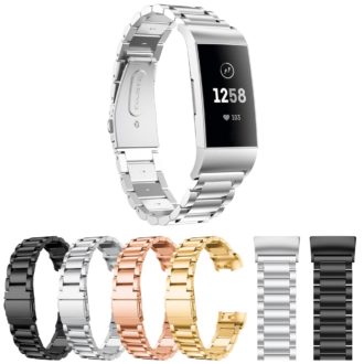 Fb.m68.ss Gallery Silver Stainless Steel Metal Replacement Watch Band Strap For Fitbit Charge 3