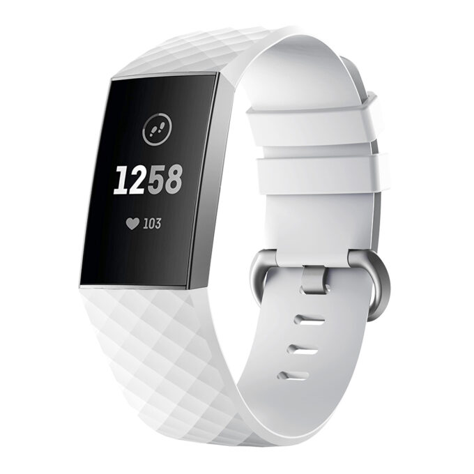 Fb.r32.22 Front White Silicone Rubber Replacement Watch Band Strap For Fitbit Charge 3