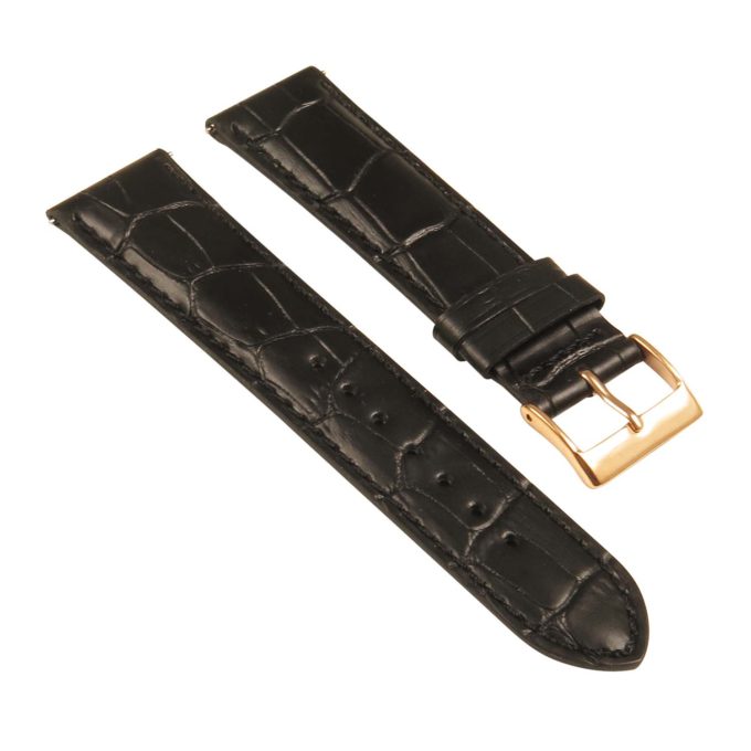 St21.1.1.rg Angle Black (Rose Gold Buckle) Crocodile Embossed Leather Watch Band