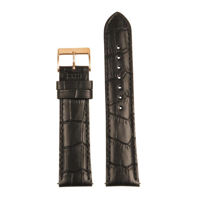 St21.1.1.rg Up Black (Rose Gold Buckle) Crocodile Embossed Leather Watch Band