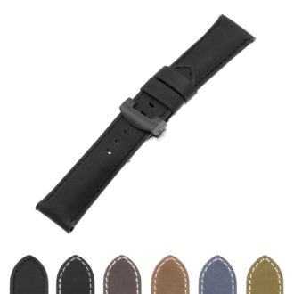 Ps3.1.1.mb Gallery Black (Black Stitching) Salvage Leather Panerai Watch Band Strap With Black Deployant Clasp