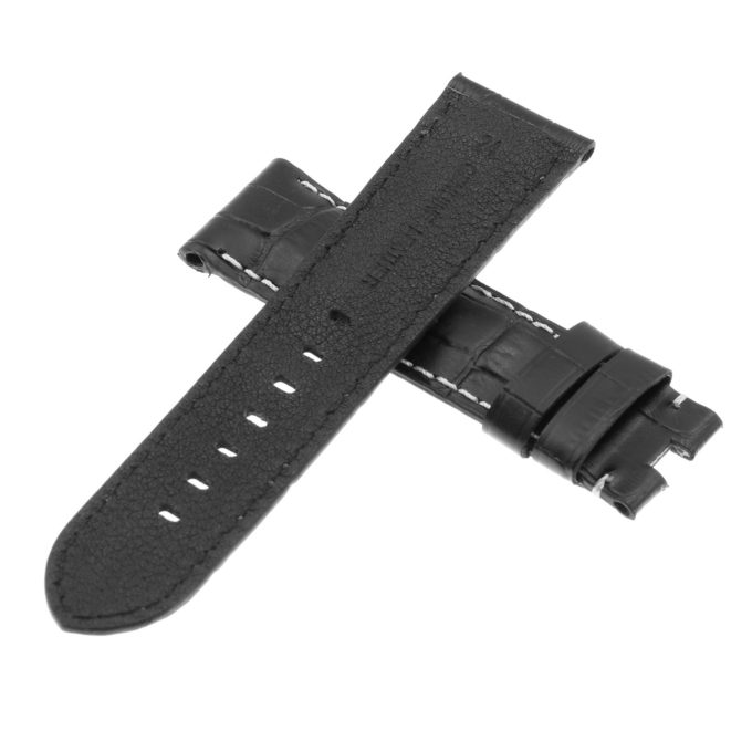 Ps4.1 Back Black Croc Leather Panerai Watch Band Strap For Deployant Clasp