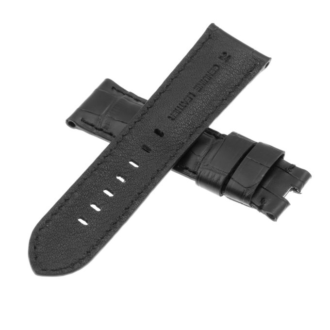 Ps4.1.1 Back Black (Black Stitching) Croc Leather Panerai Watch Band Strap For Deployant Clasp