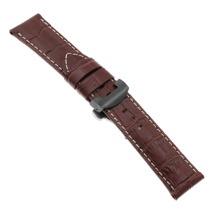 Ps4.2.mb Main Brown Croc Leather Panerai Watch Band Strap With Black Deployant Clasp