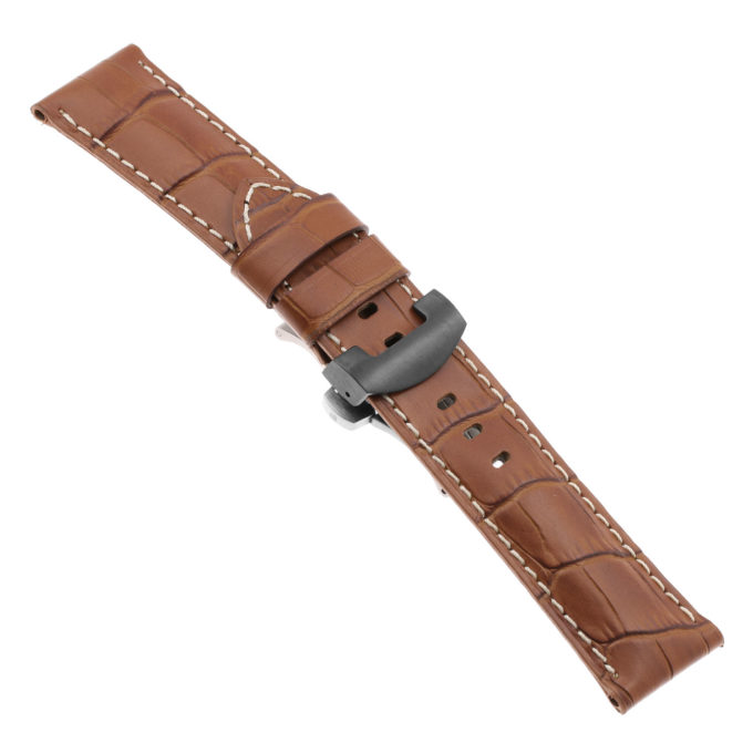 Ps4.3.mb Main Rust Croc Leather Panerai Watch Band Strap With Black Deployant Clasp