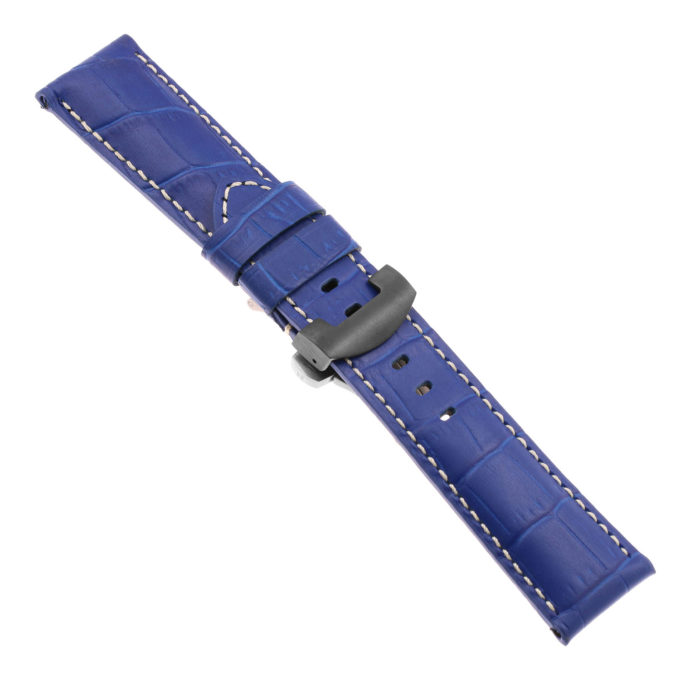 Ps4.5.mb Main Blue Croc Leather Panerai Watch Band Strap With Black Deployant Clasp
