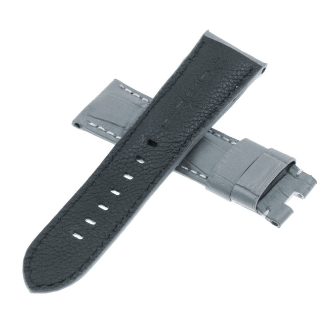 Ps4.7 Back Grey Croc Leather Panerai Watch Band Strap For Deployant Clasp