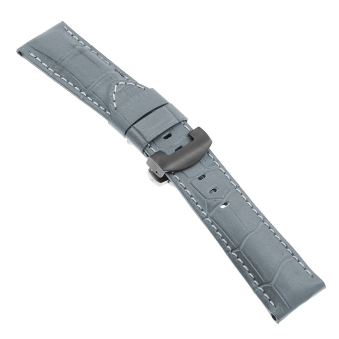 Ps4.7.mb Main Grey Croc Leather Panerai Watch Band Strap With Black Deployant Clasp