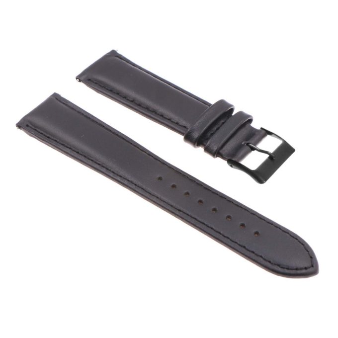 St18.1.1.mb Angle Black (Matte Black Buckle) Padded Smooth Leather Watch Band Strap