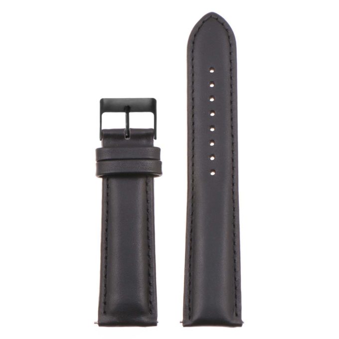 St18.1.1.mb Up Black (Matte Black Buckle) Padded Smooth Leather Watch Band Strap