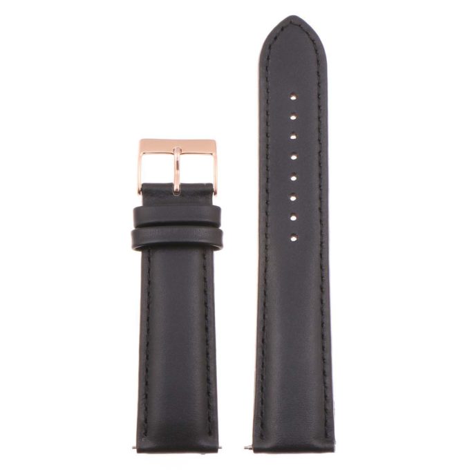 St18.1.1.rg Up Black (Rose Gold Buckle) Padded Smooth Leather Watch Band Strap