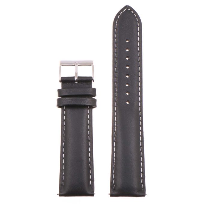 St18.1.22 Up Black & White Padded Smooth Leather Watch Band Strap