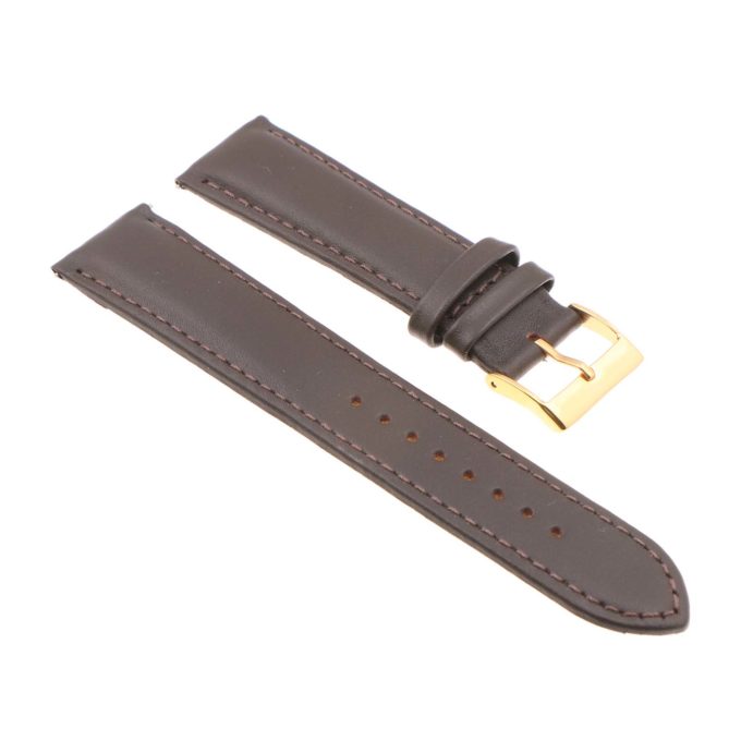 St18.2.2.yg Angle Brown (Yellow Gold Buckle) Padded Smooth Leather Watch Band Strap