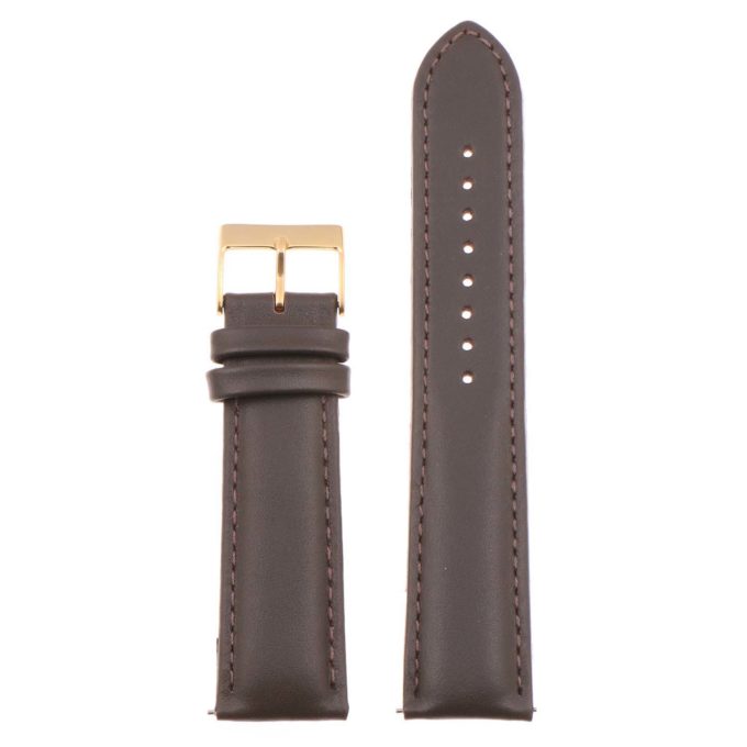 St18.2.2.yg Up Brown (Yellow Gold Buckle) Padded Smooth Leather Watch Band Strap