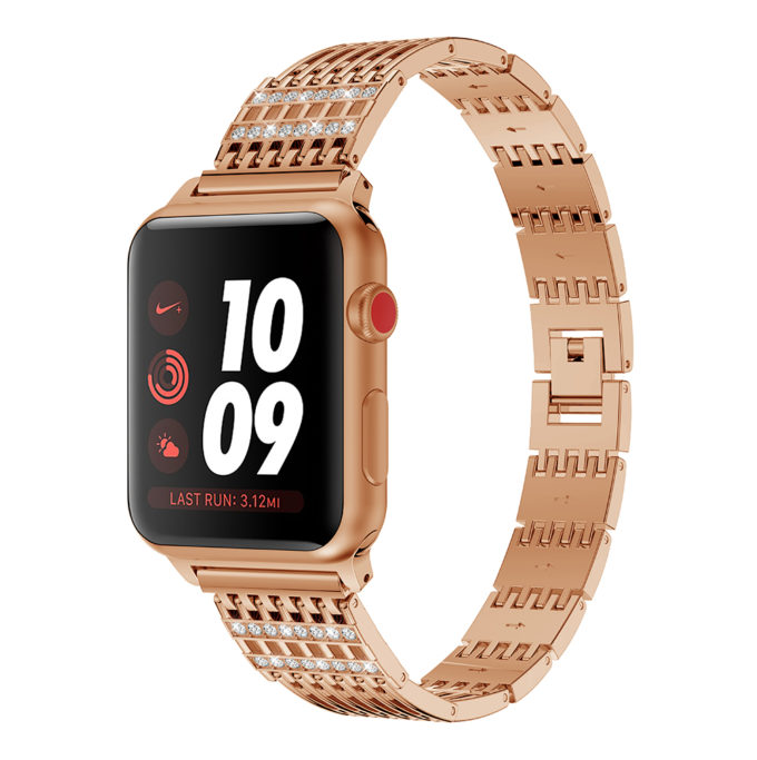 A.m13.rg Main Rose Gold StrapsCo Alloy Metal Link Watch Bracelet Band Strap With Rhinestones For Apple Watch Series 1234 38mm 40mm 42mm 44mm