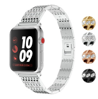 A.m13.ss Gallery Silver StrapsCo Alloy Metal Link Watch Bracelet Band Strap With Rhinestones For Apple Watch Series 1234 38mm 40mm 42mm 44mm