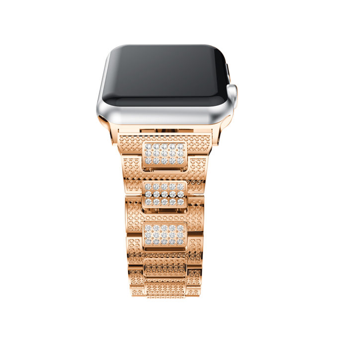 A.m15.rg Detail Yellow Gold StrapsCo Stainless Steel Link Watch Bracelet Band With Rhinestones For Apple Watch Series 1234 38mm 40mm 42mm 44mm