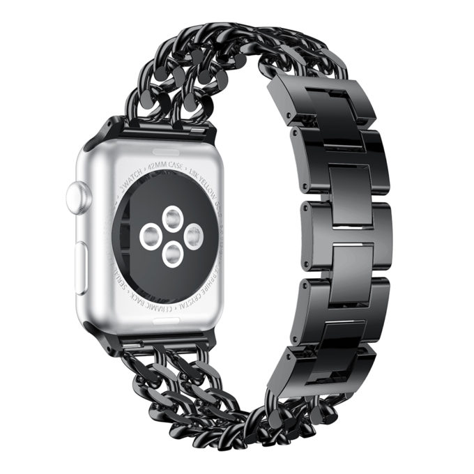 A.m19.mb Back Black StrapsCo Stainless Steel Link Watch Bracelet Band Strap For Apple Watch Series 1234 38mm 40mm 42mm 44mm
