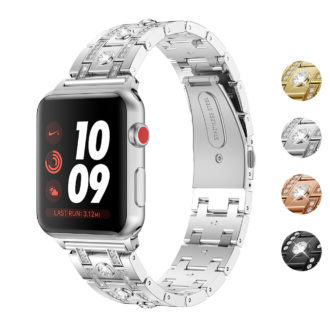 A.m36.ss Gallery Silver StrapsCo Alloy Metal Link Watch Bracelet Band Strap With Rhinestones For Apple Watch Series 4 40mm 44mm
