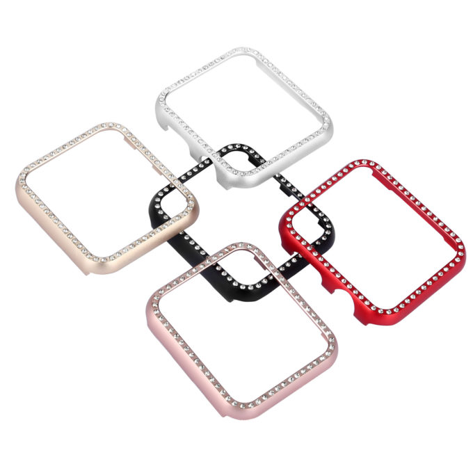 A.pc6 All Colour StrapsCo Alloy Metal Protective Case With Rhinestones For Apple Watch Series 1234 38mm 40mm 42mm 44mm