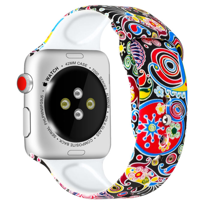 A.r4.a Back Psychedelic Flowers StrapsCo Silicone Rubber Colorful Pattern Watch Band Strap For Apple Watch Series 123 38mm 42mm