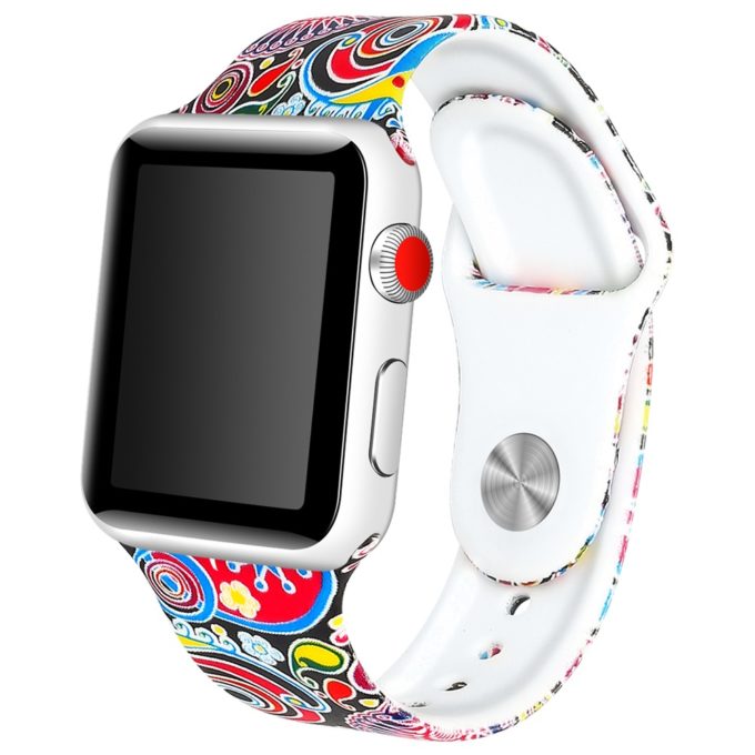 A.r4.a Main Psychedelic Flowers StrapsCo Silicone Rubber Colorful Pattern Watch Band Strap For Apple Watch Series 123 38mm 42mm
