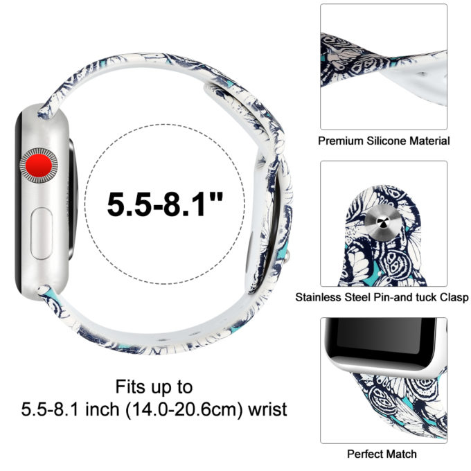 A.r4.b Diagram Blue Butterflies StrapsCo Silicone Rubber Colorful Pattern Watch Band Strap For Apple Watch Series 123 38mm 42mm