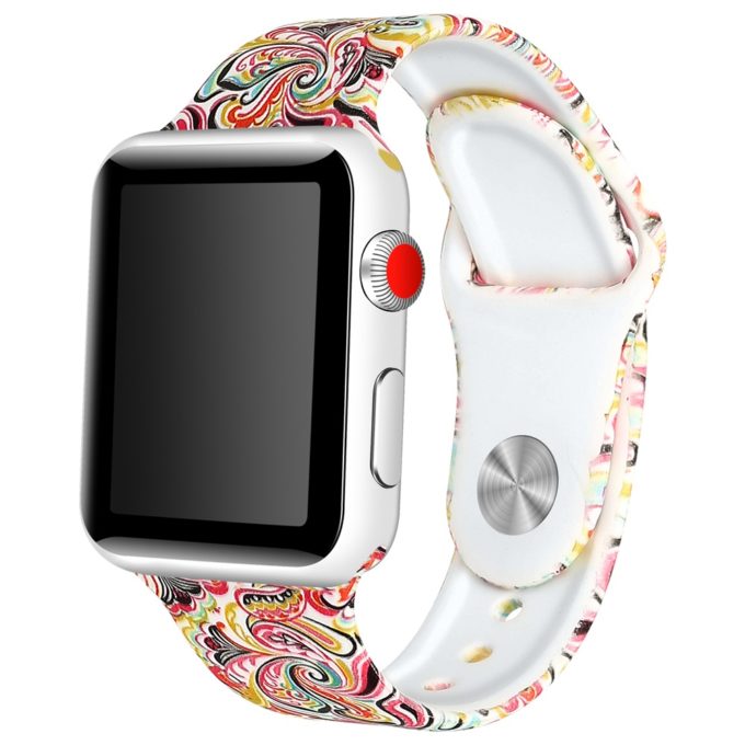 A.r4.c Main Paisley StrapsCo Silicone Rubber Colorful Pattern Watch Band Strap For Apple Watch Series 123 38mm 42mm