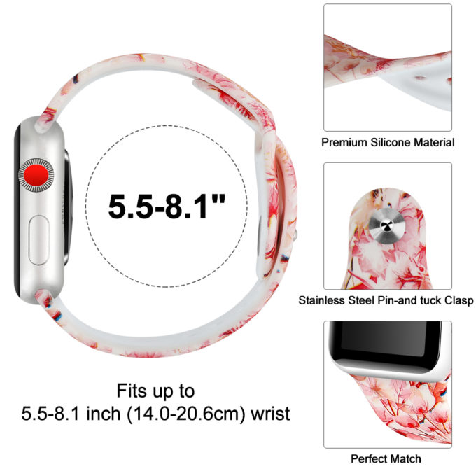 A.r4.d Diagram Spring Flowers StrapsCo Silicone Rubber Colorful Pattern Watch Band Strap For Apple Watch Series 123 38mm 42mm