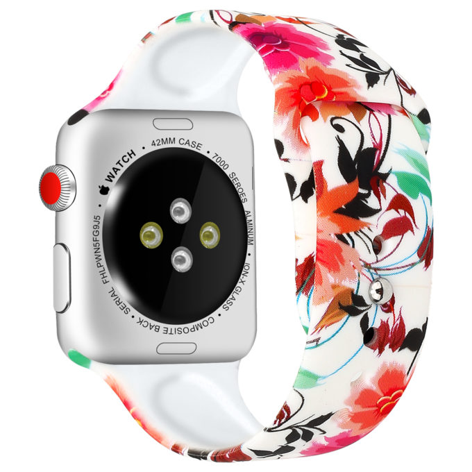 A.r4.e Back Garden Flowers StrapsCo Silicone Rubber Colorful Pattern Watch Band Strap For Apple Watch Series 123 38mm 42mm