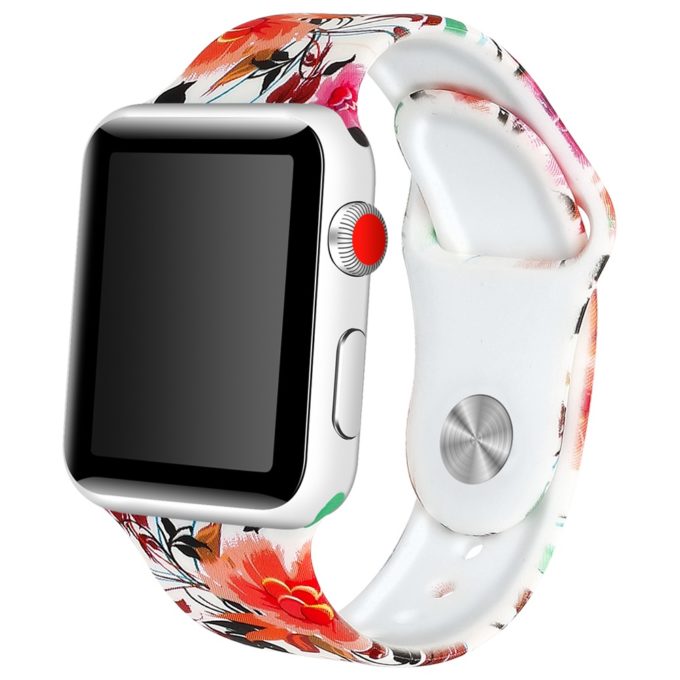 A.r4.e Main Garden Flowers StrapsCo Silicone Rubber Colorful Pattern Watch Band Strap For Apple Watch Series 123 38mm 42mm