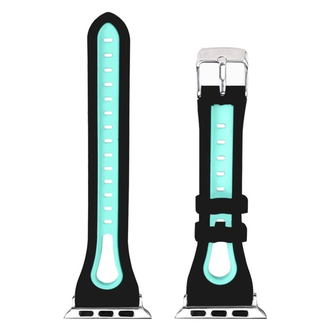 A.r7.1.11 Up Black & Turquoise StrapsCo Silicone Rubber Sport Watch Band Strap For Apple Watch Series 4 40mm 44mm