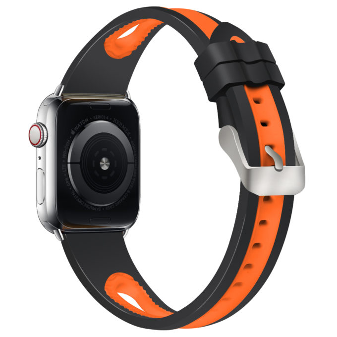 A.r7.1.12 Back Black & Orange StrapsCo Silicone Rubber Sport Watch Band Strap For Apple Watch Series 4 40mm 44mm