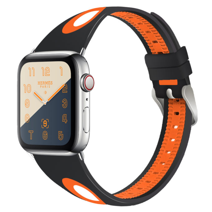 A.r7.1.12 Main Black & Orange StrapsCo Silicone Rubber Sport Watch Band Strap For Apple Watch Series 4 40mm 44mm